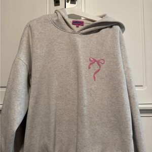 Edikted Light Gray Hoodie with Pink Bow Detail